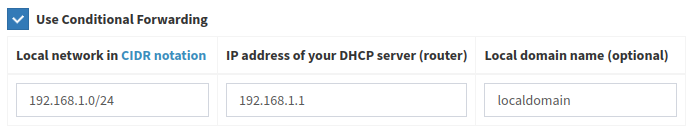 Pi-hole DNS settings page